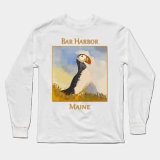 Puffin of the Eastern Egg Island outside of Bar Harbor Maine Long Sleeve T-Shirt